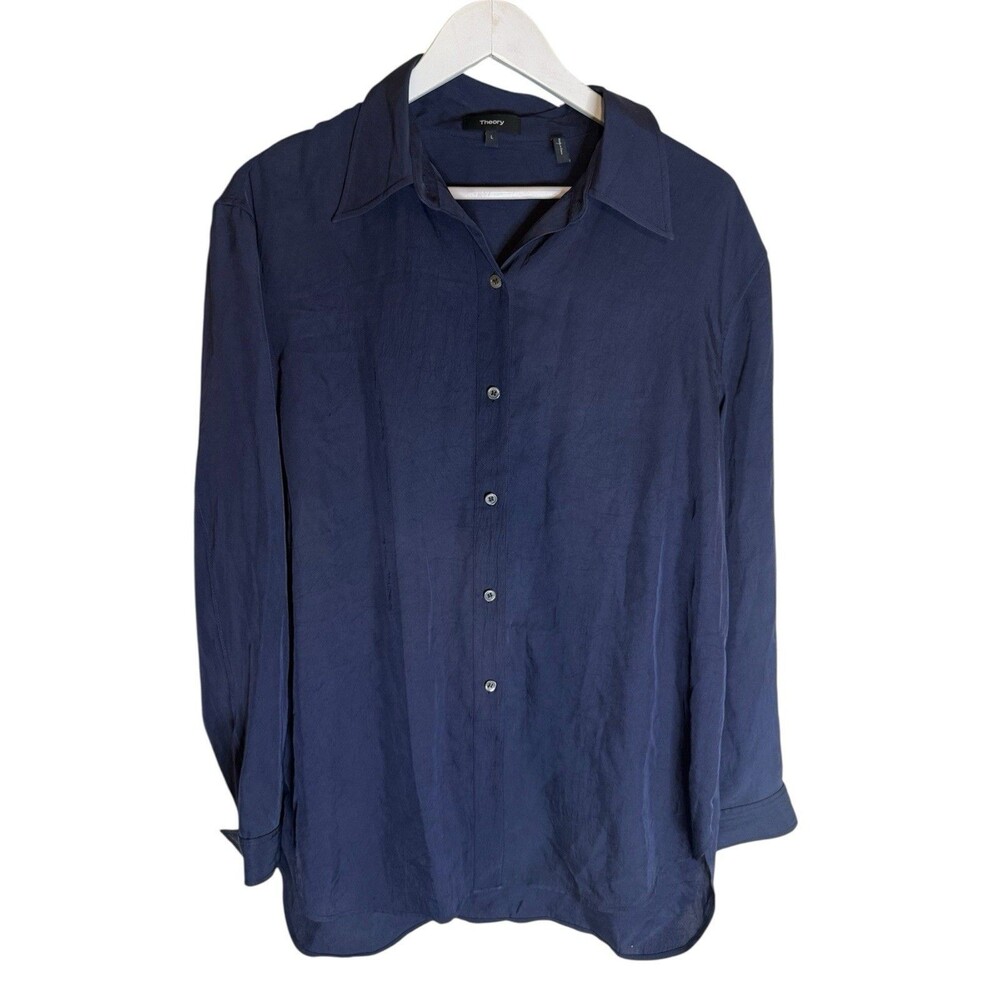 Theory Weekender Washed Twill Button Up Blouse Si… - image 1